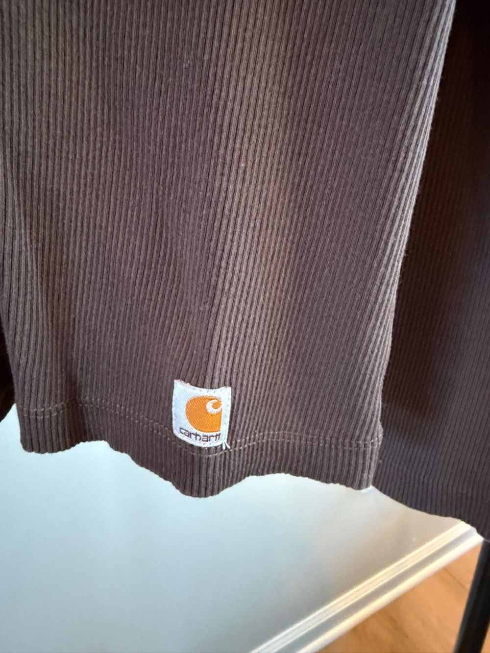 Carhartt Women's Chocolate Brown Ribbed Henley Top - Picture 4 of 4
